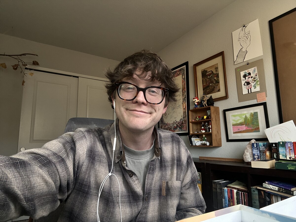 Parker, the person behind Goodfruit Studios, in the studio