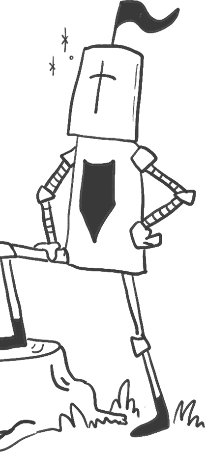 A hand-drawn knight, guardian of DUSK